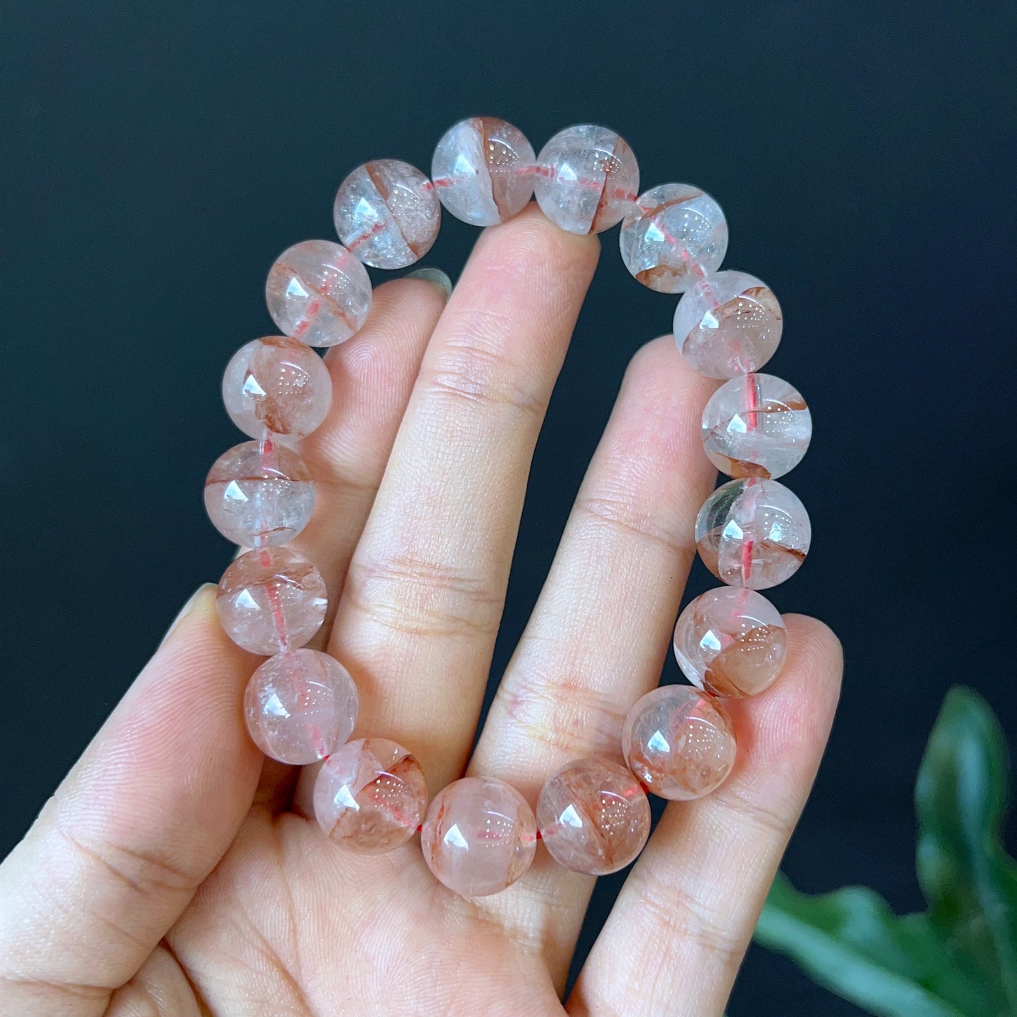 Natural Orange Landscape Quartz Bracelet Size 12 mm