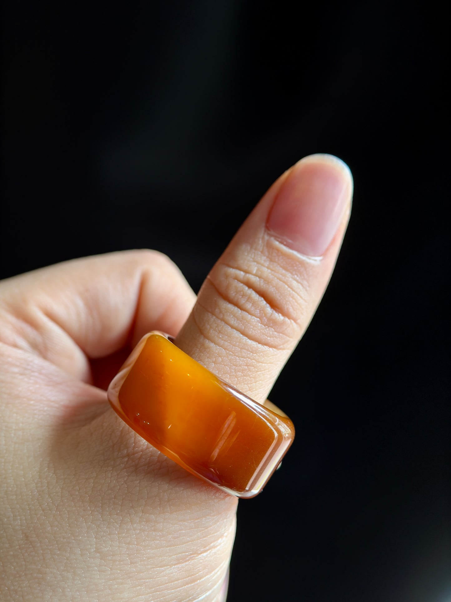 Natural Orange  Moss Agate Ring Square Style Size 2.35