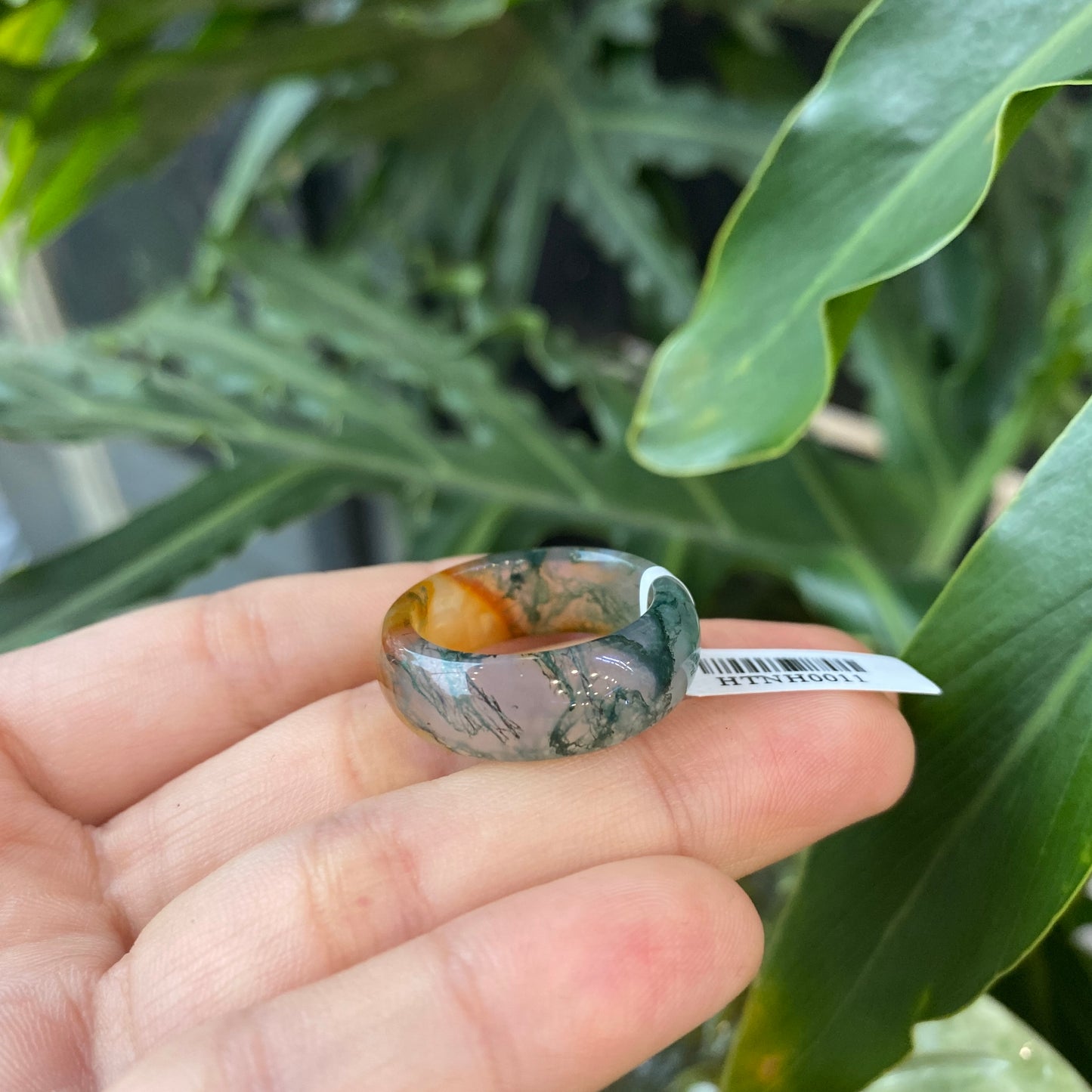 Natural Moss Agate Ring Size 1.9