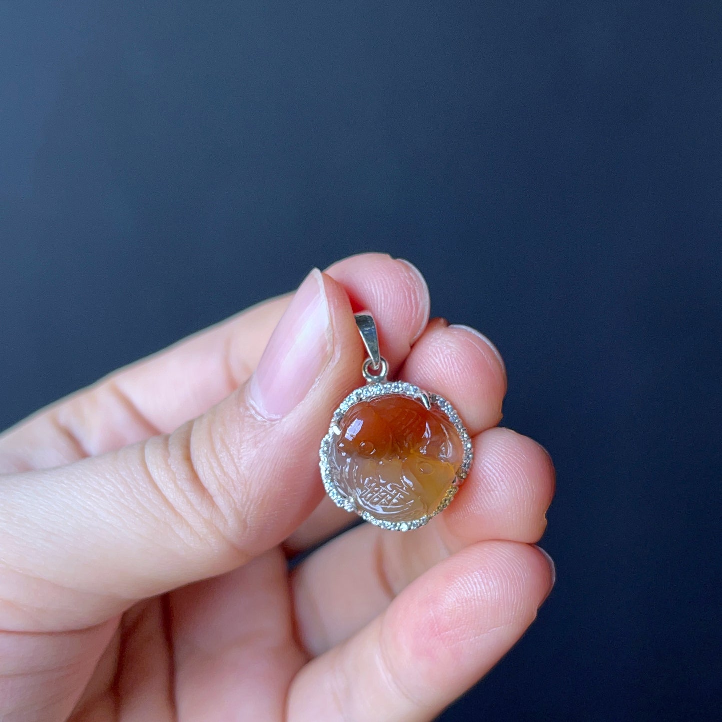 Pisces Natural Agate Pendant Small