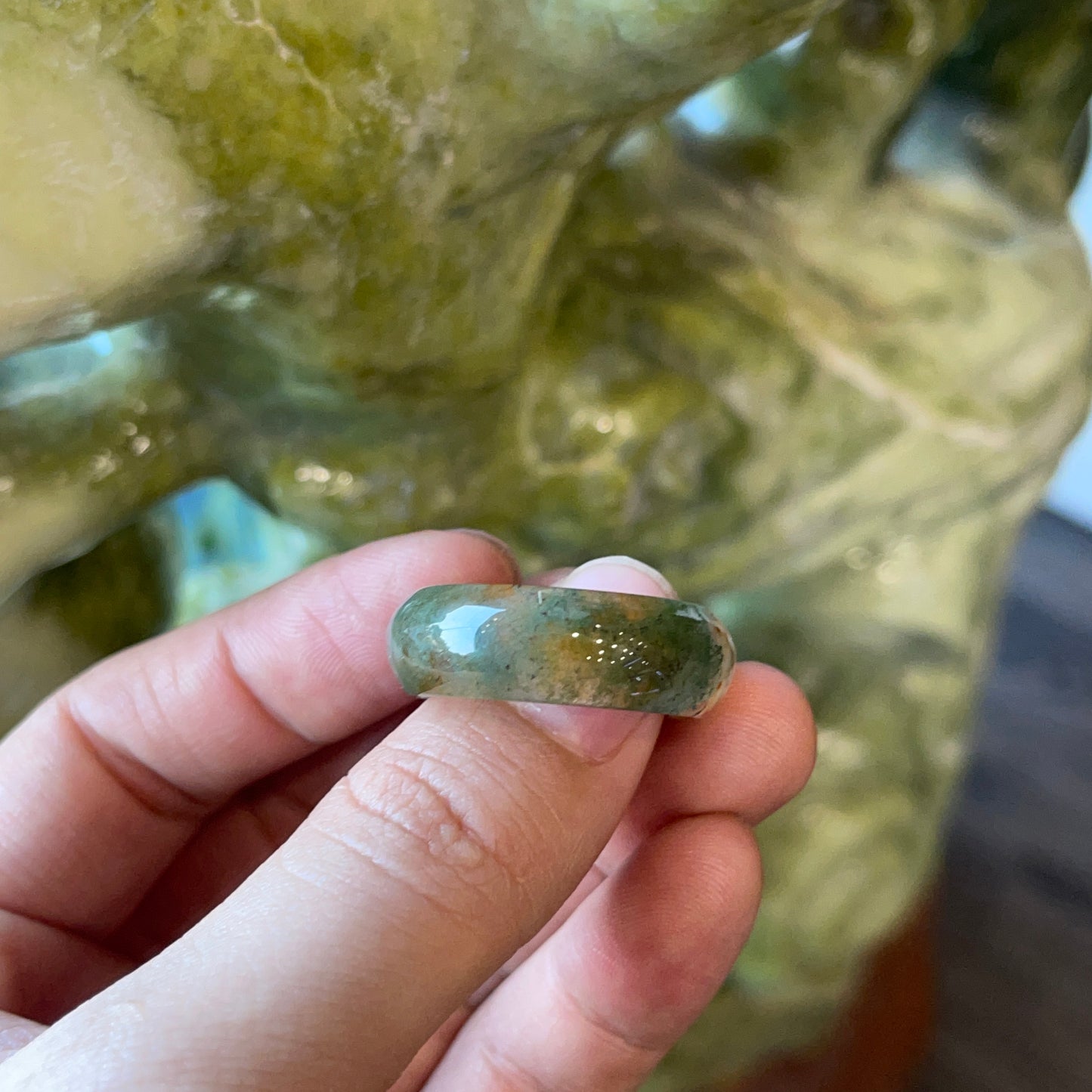 Natural Moss Agate Ring Size 2.1