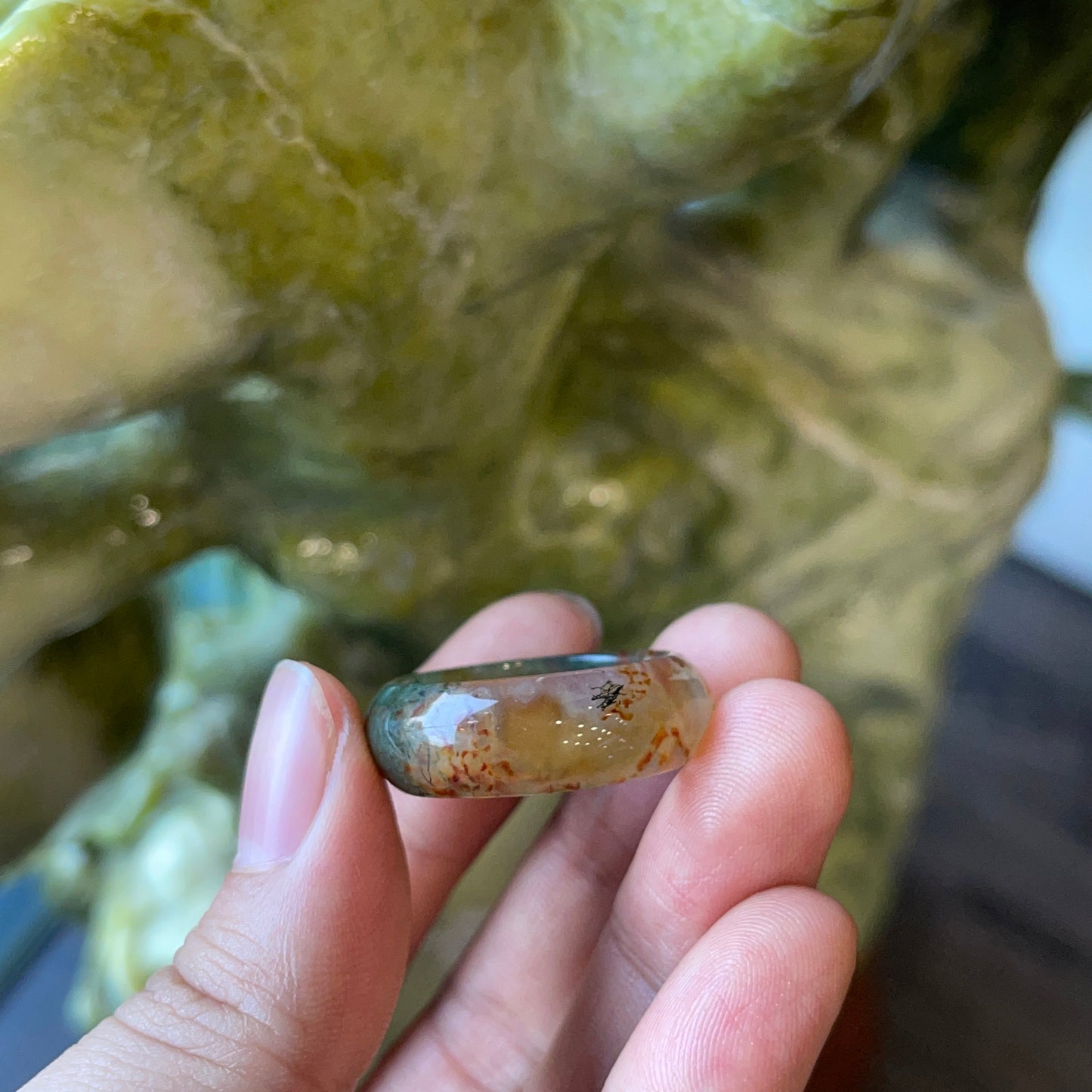 Natural Moss Agate Ring Size 2.1