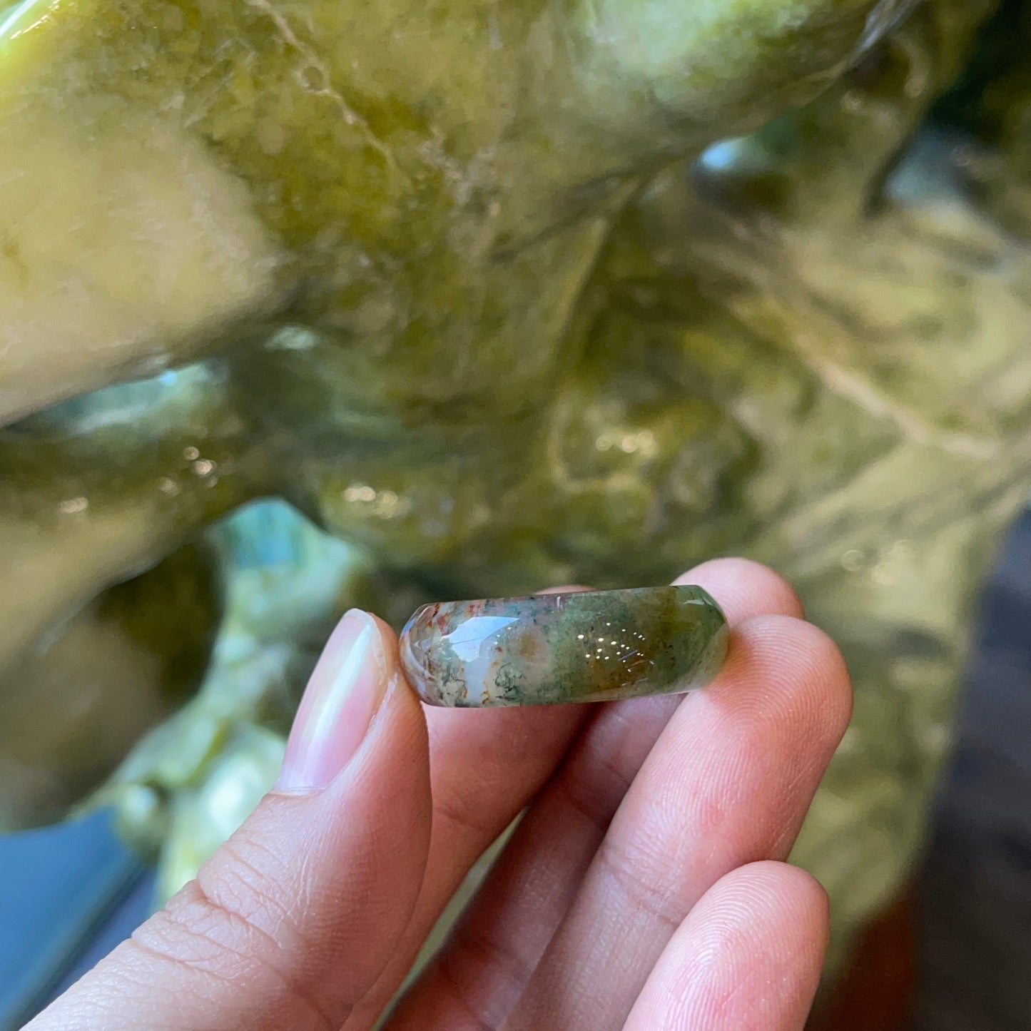 Natural Moss Agate Ring Size 2.1