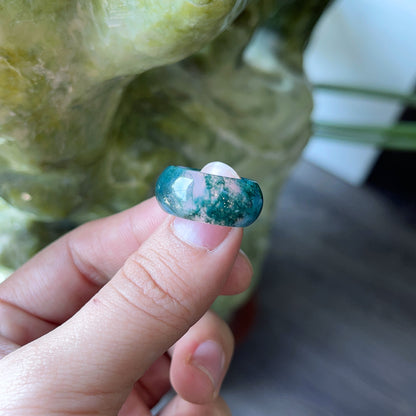 Natural Moss Agate Ring Size 1.5