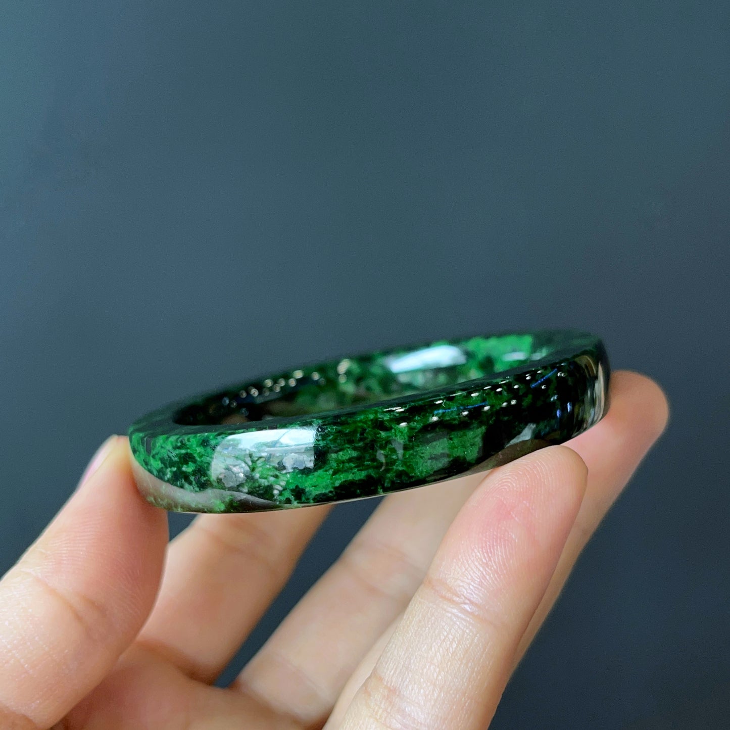 Natural Jadeite Jade Bangle Size 54 mm Square Style