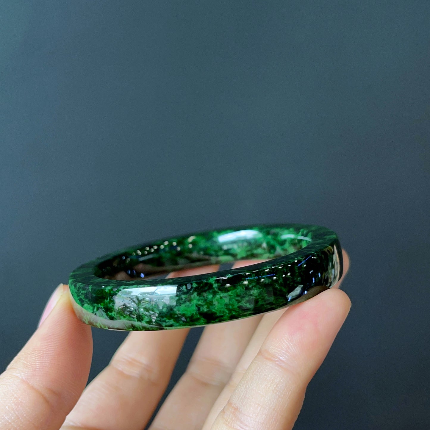 Natural Jadeite Jade Bangle Size 54 mm Square Style