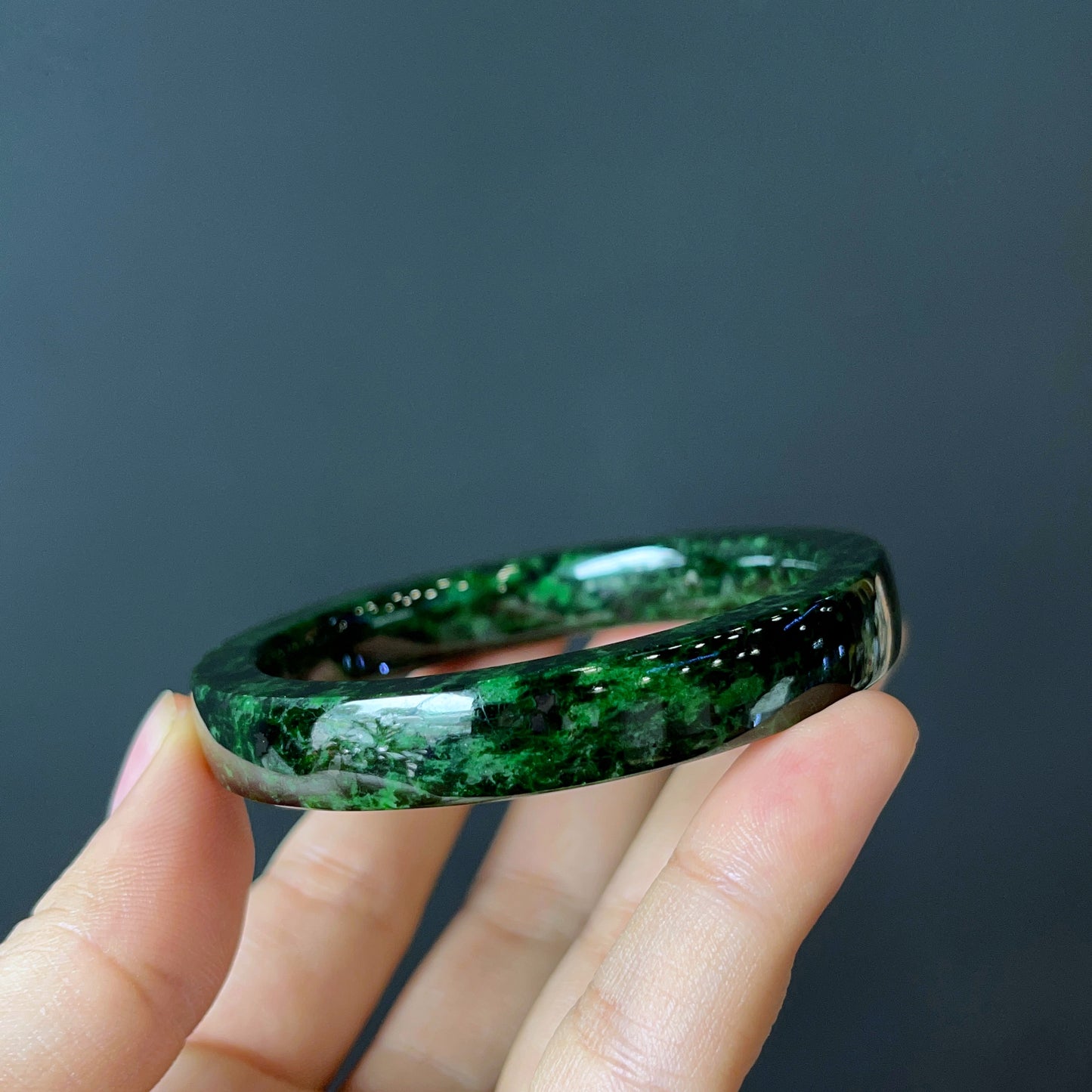 Natural Jadeite Jade Bangle Size 54 mm Square Style