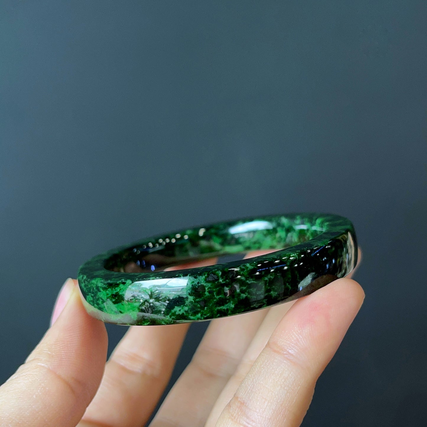 Natural Jadeite Jade Bangle Size 54 mm Square Style