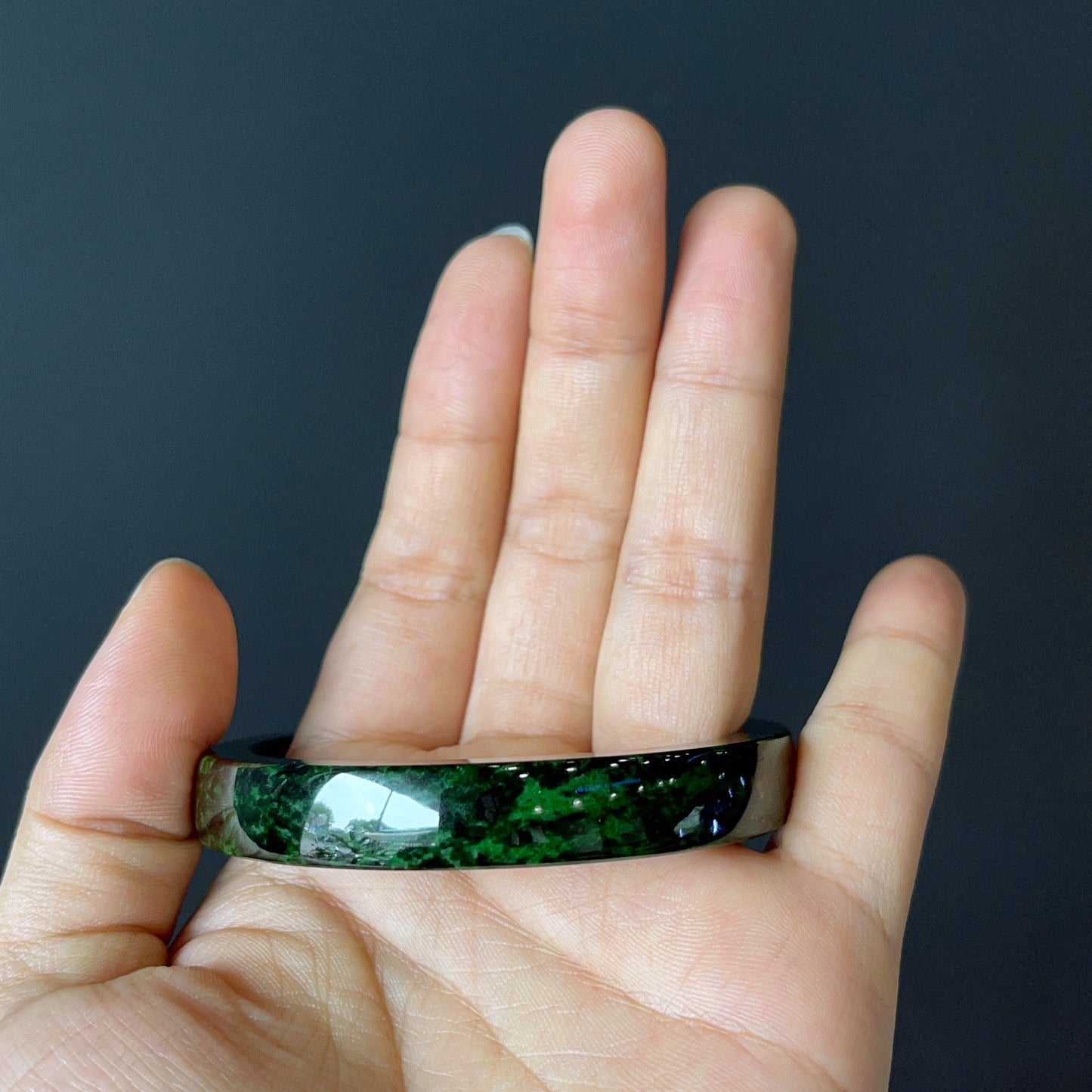 Natural Jadeite Jade Bangle Size 54 mm Square Style