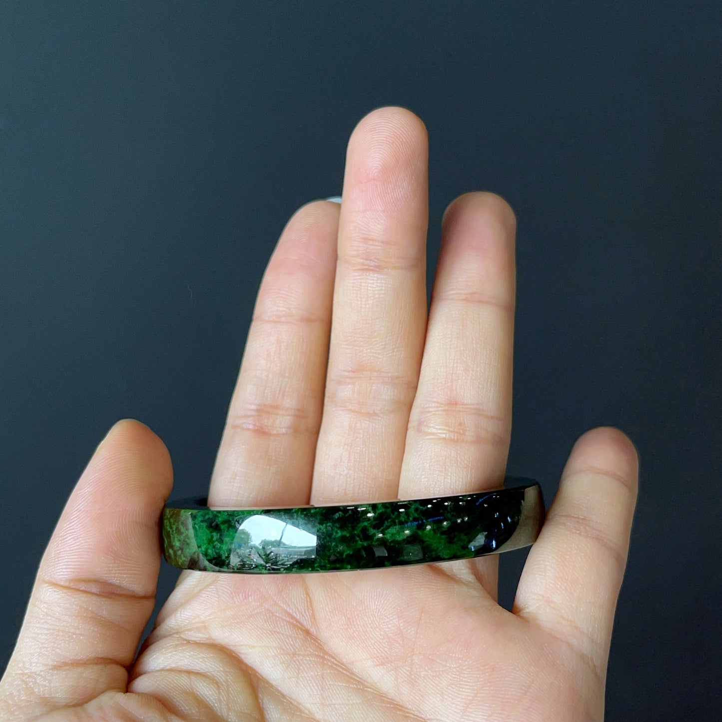 Natural Jadeite Jade Bangle Size 54 mm Square Style