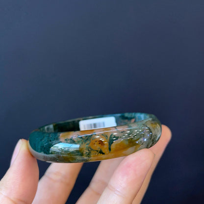 Natural Moss Agate Bangle Leaf Style Size 54 mm