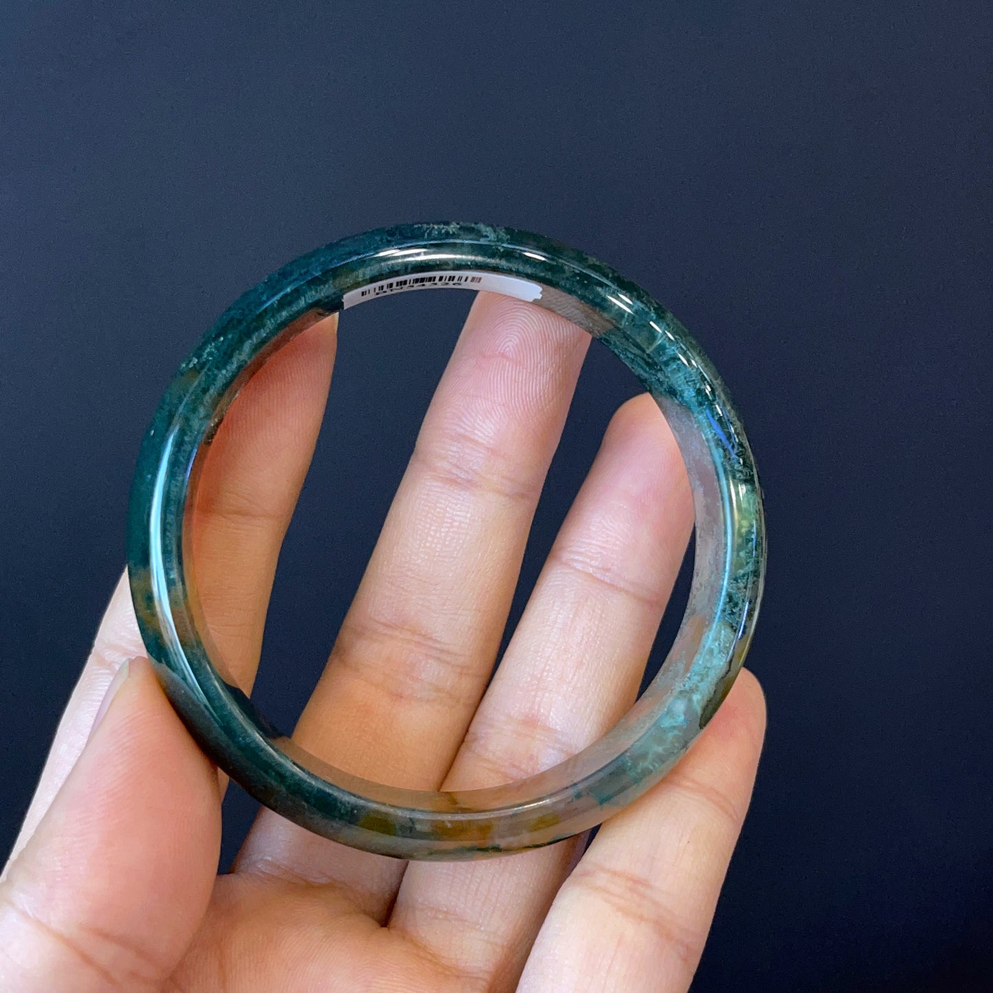 Natural Moss Agate Bangle Leaf Style Size 54 mm