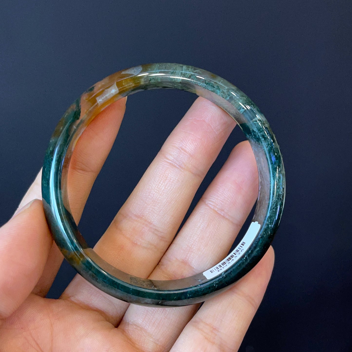 Natural Moss Agate Bangle Leaf Style Size 54 mm