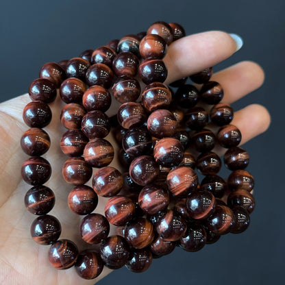 Red Brown Tiger Eye Bracelet Size 10 mm