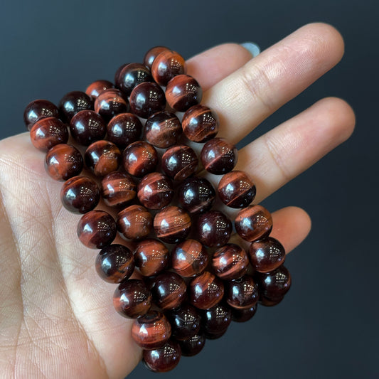 Red Brown Tiger Eye Bracelet Size 10 mm