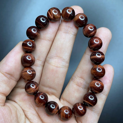 Red Brown Tiger Eye Bracelet Size 10 mm