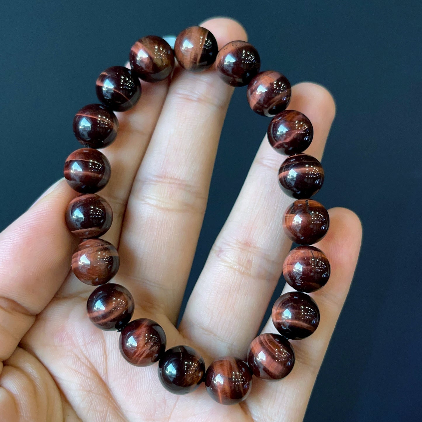 Red Brown Tiger Eye Bracelet Size 10 mm