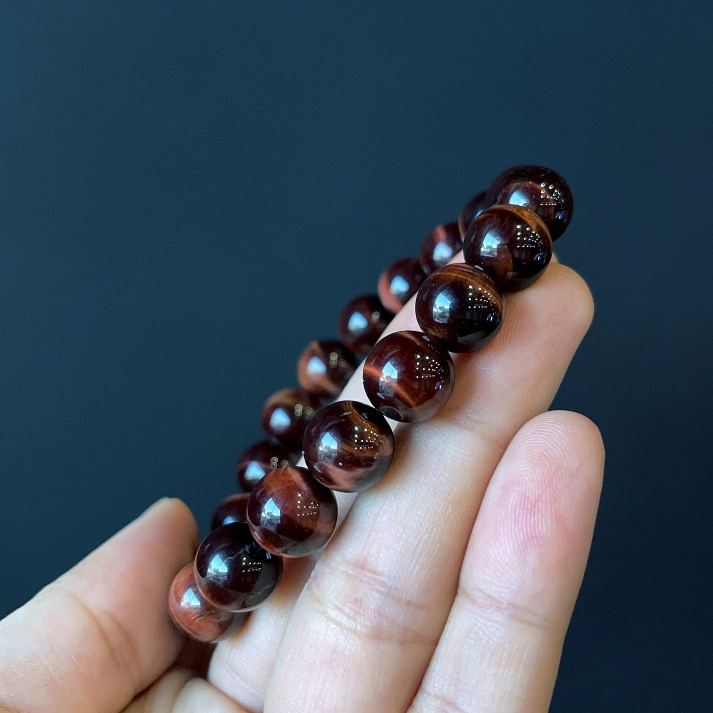 Red Brown Tiger Eye Bracelet Size 10 mm