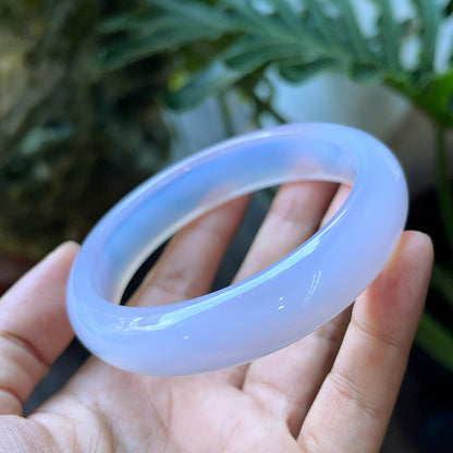 Translucent Natural Agate VIP Bangle Leaf Style Size 65 mm