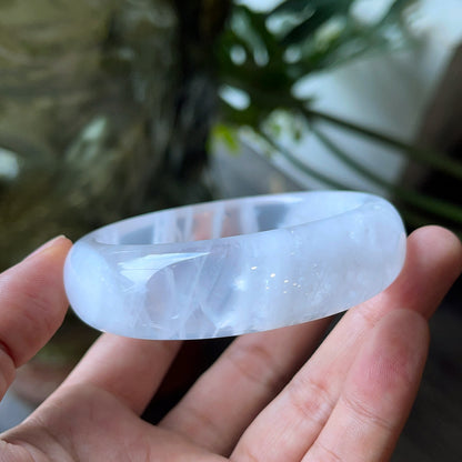 Natural Clear Quartz Bangle Leaf Style Size 56 mm