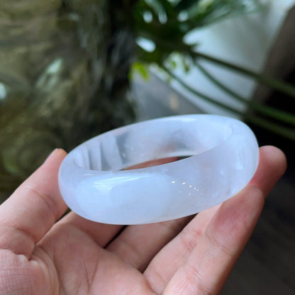 Natural Clear Quartz Bangle Leaf Style Size 56 mm