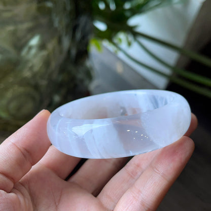 Natural Clear Quartz Bangle Leaf Style Size 56 mm