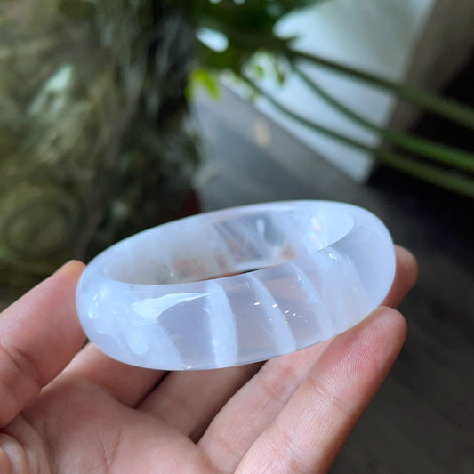 Natural Clear Quartz Bangle Leaf Style Size 56 mm