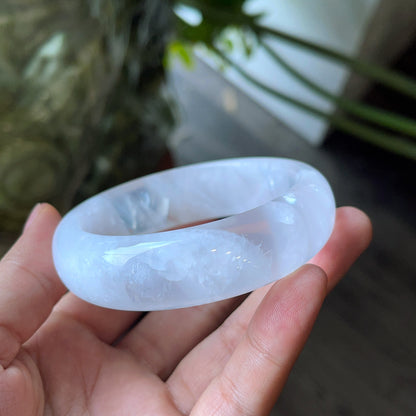 Natural Clear Quartz Bangle Leaf Style Size 56 mm