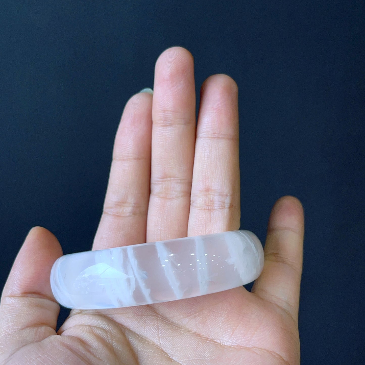 Natural Clear Quartz Bangle Leaf Style Size 56 mm