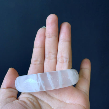 Natural Clear Quartz Bangle Leaf Style Size 56 mm