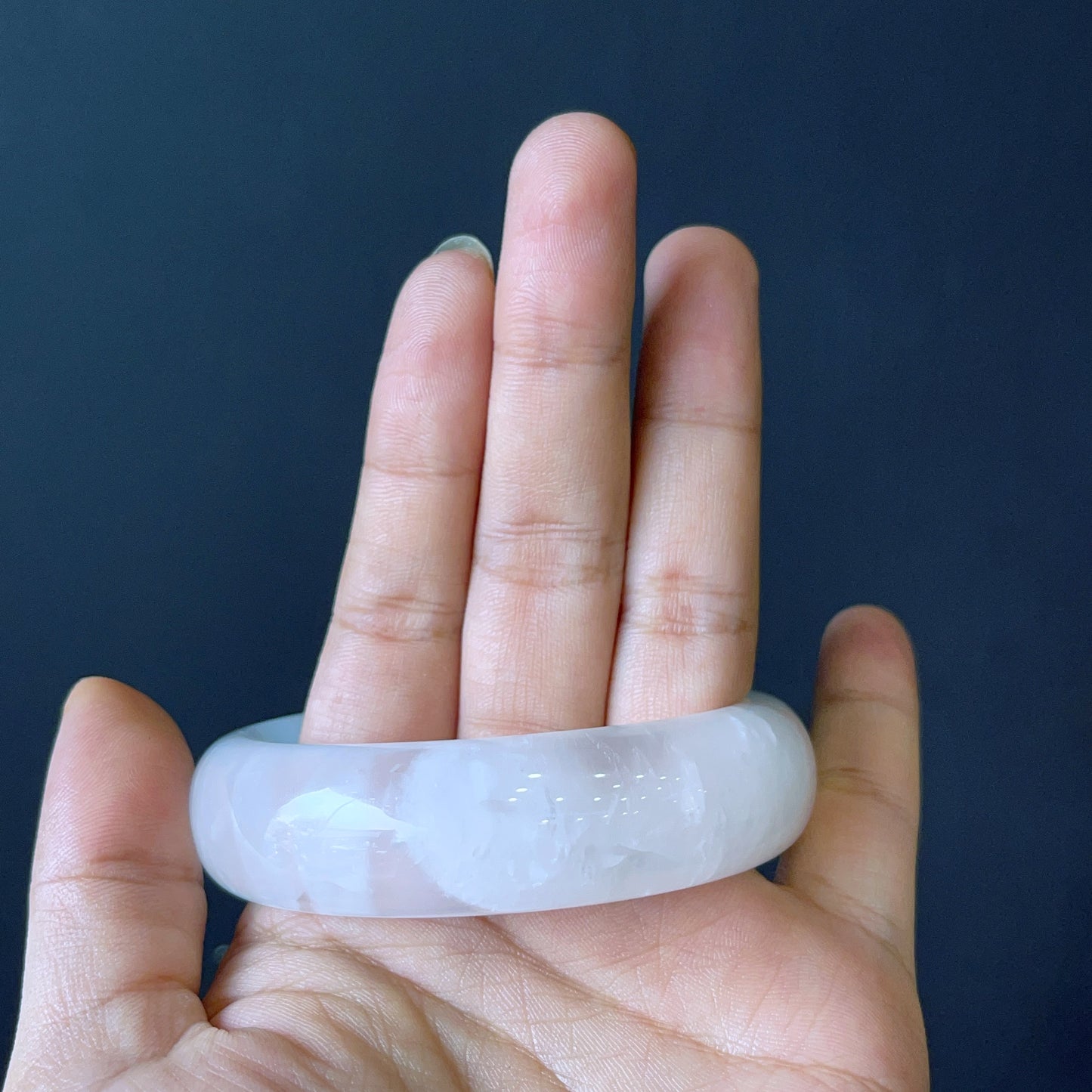 Natural Clear Quartz Bangle Leaf Style Size 56 mm