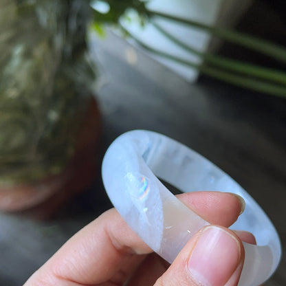 Natural Clear Quartz Bangle Leaf Style Size 56 mm