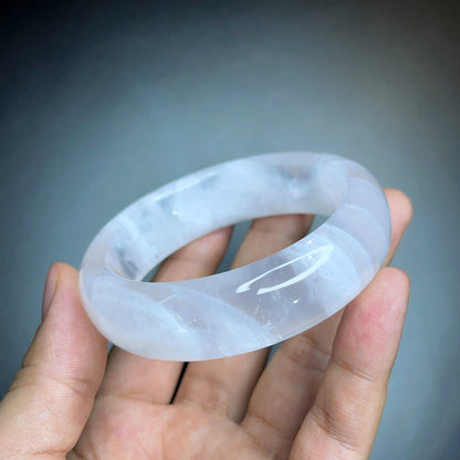 Natural Clear Quartz Bangle Leaf Style Size 56 mm