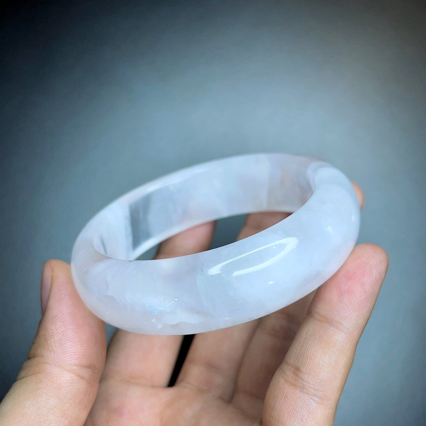 Natural Clear Quartz Bangle Leaf Style Size 56 mm