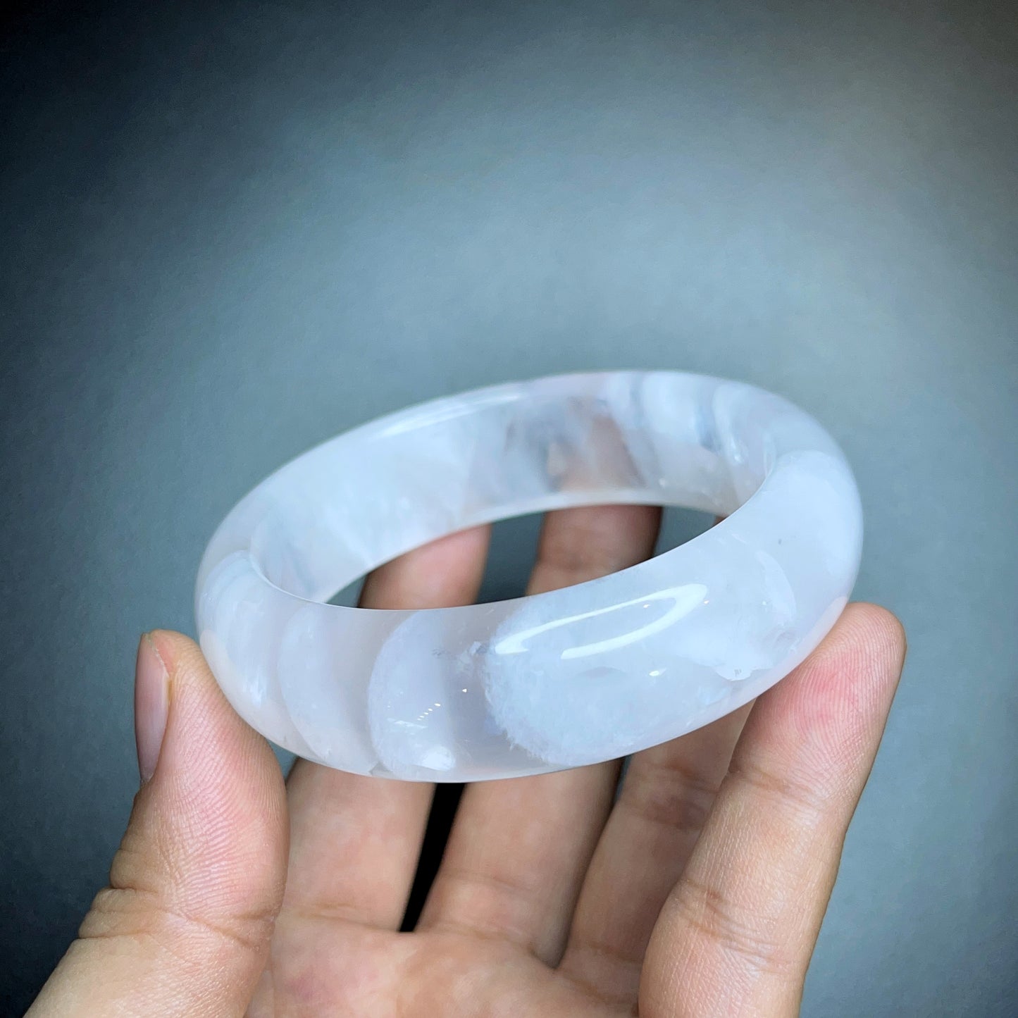 Natural Clear Quartz Bangle Leaf Style Size 56 mm