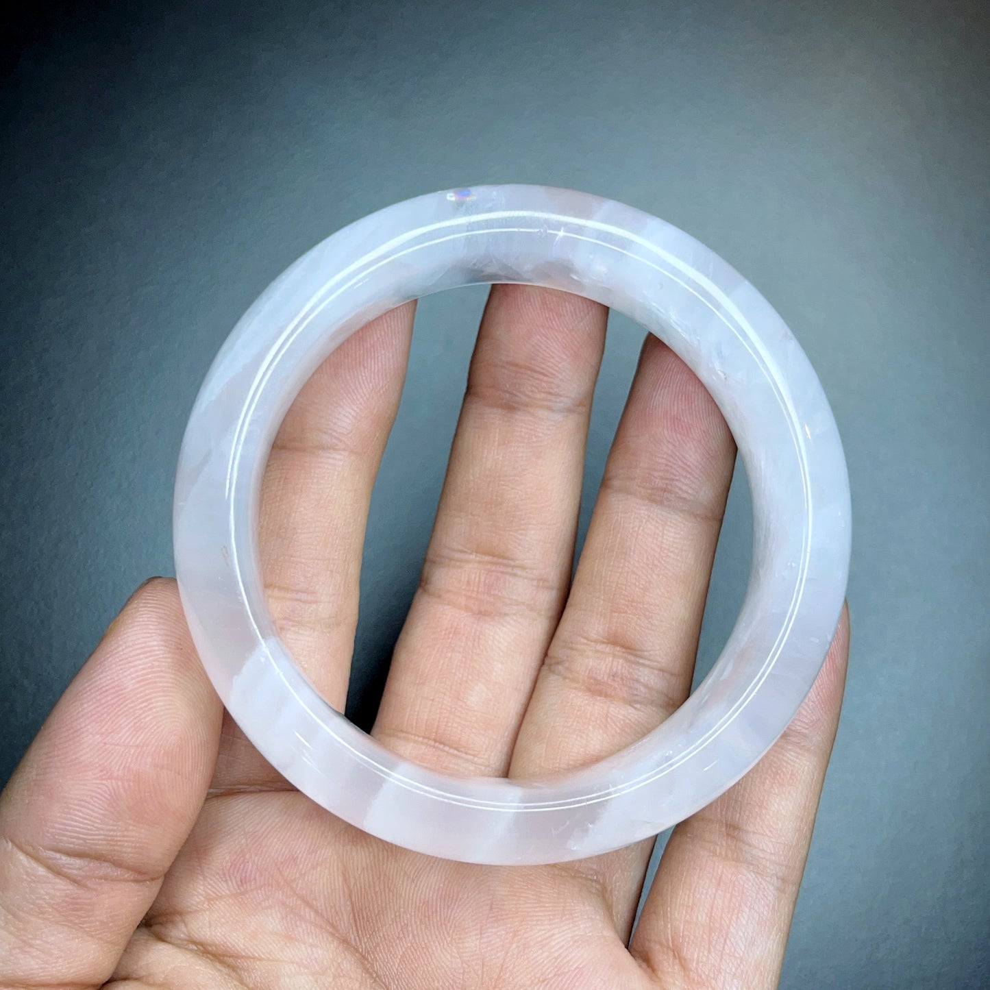 Natural Clear Quartz Bangle Leaf Style Size 56 mm