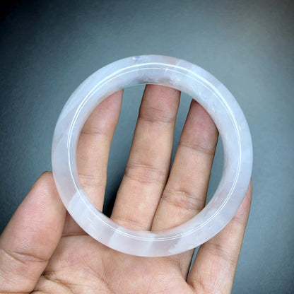 Natural Clear Quartz Bangle Leaf Style Size 56 mm