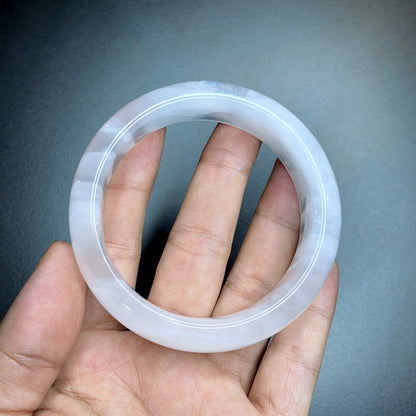 Natural Clear Quartz Bangle Leaf Style Size 56 mm