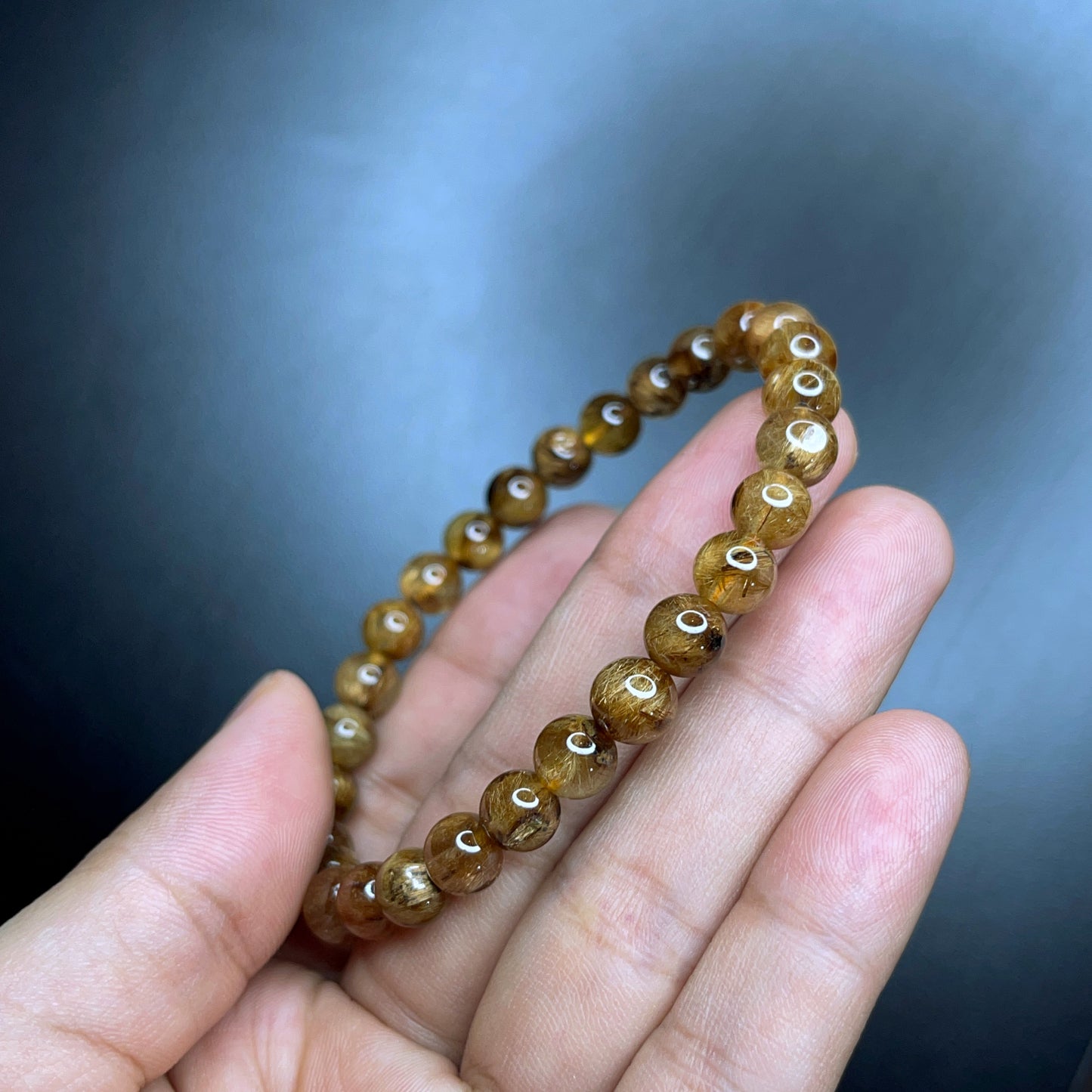 Natural Brown Golden Rutilated Quartz Bracelet Size 7 mm