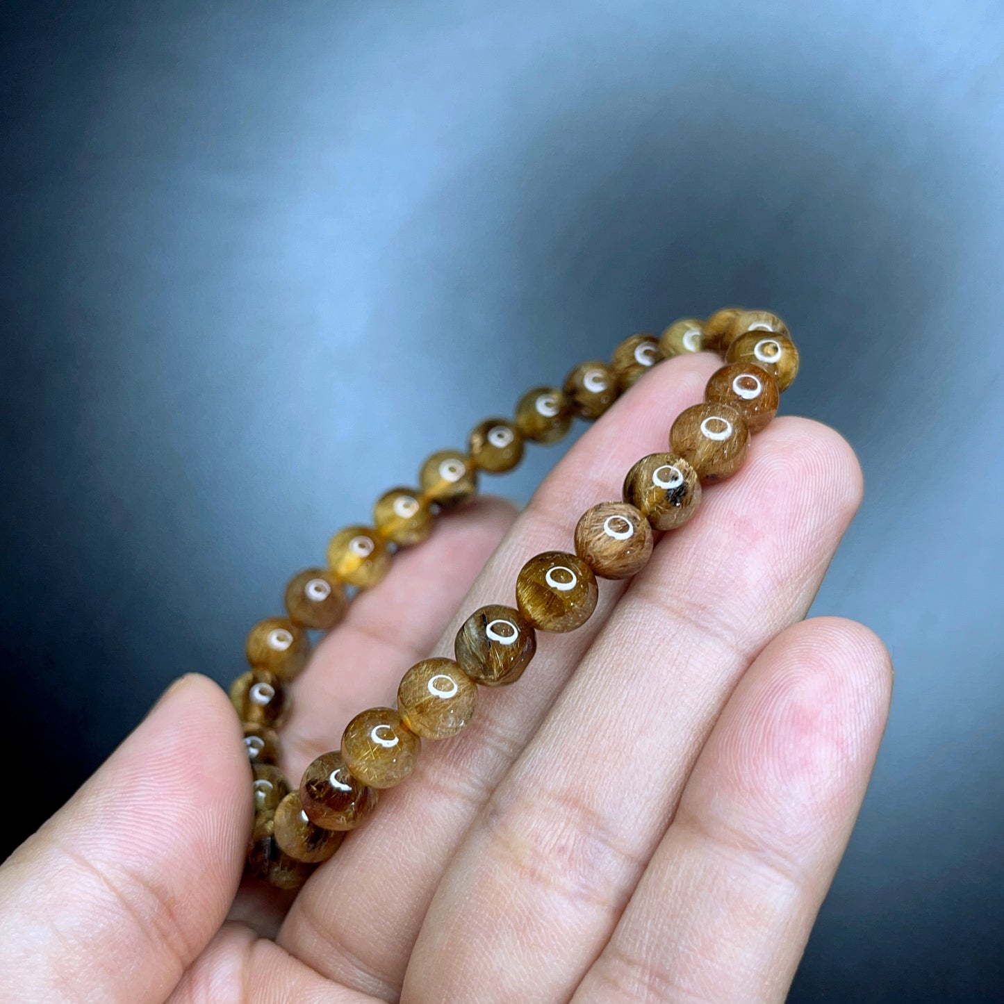 Natural Brown Golden Rutilated Quartz Bracelet Size 7 mm