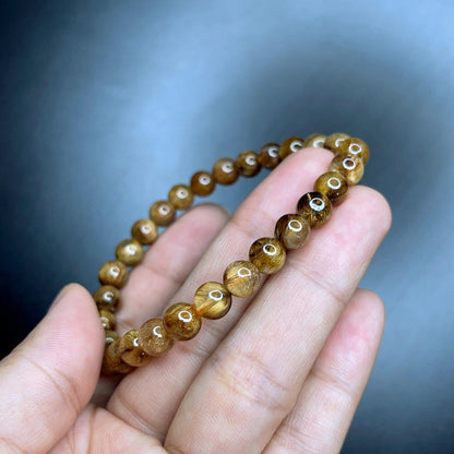 Natural Brown Golden Rutilated Quartz Bracelet Size 7 mm