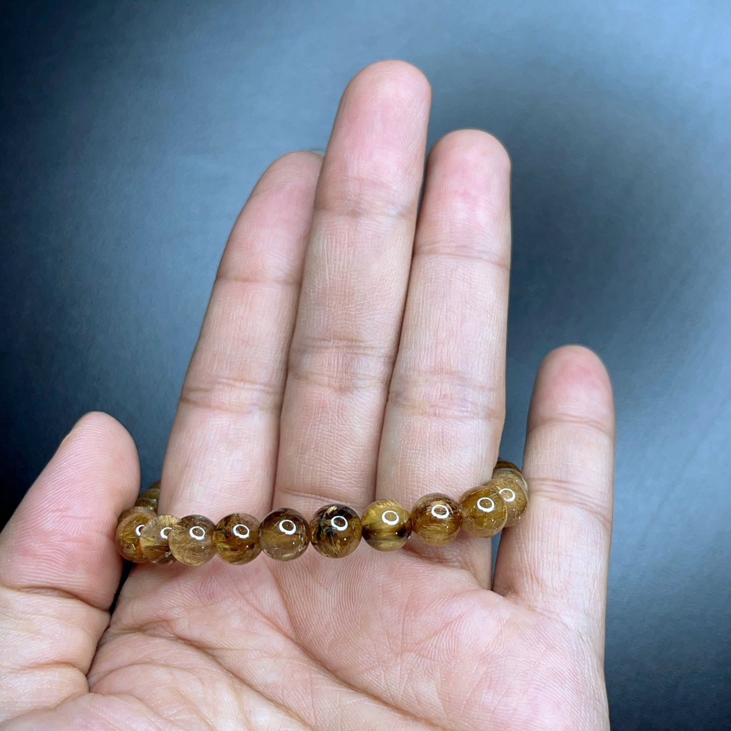 Natural Brown Golden Rutilated Quartz Bracelet Size 7 mm