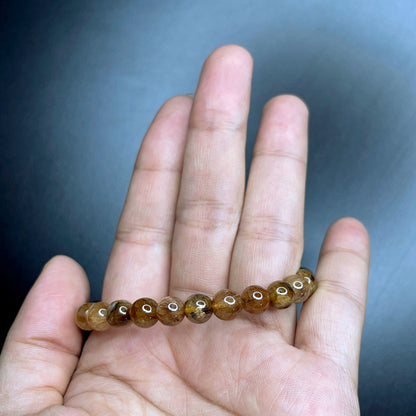 Natural Brown Golden Rutilated Quartz Bracelet Size 7 mm