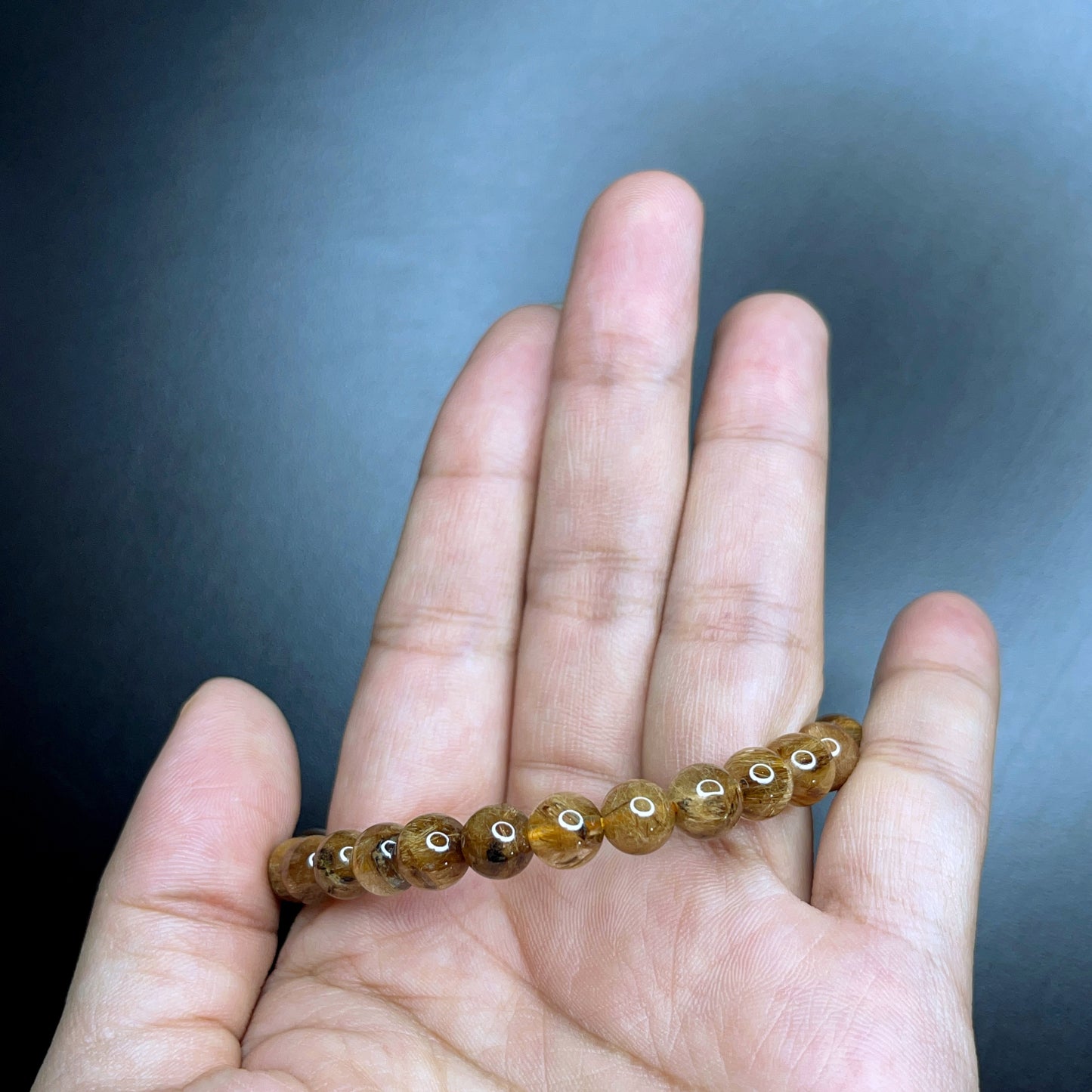 Natural Brown Golden Rutilated Quartz Bracelet Size 7 mm