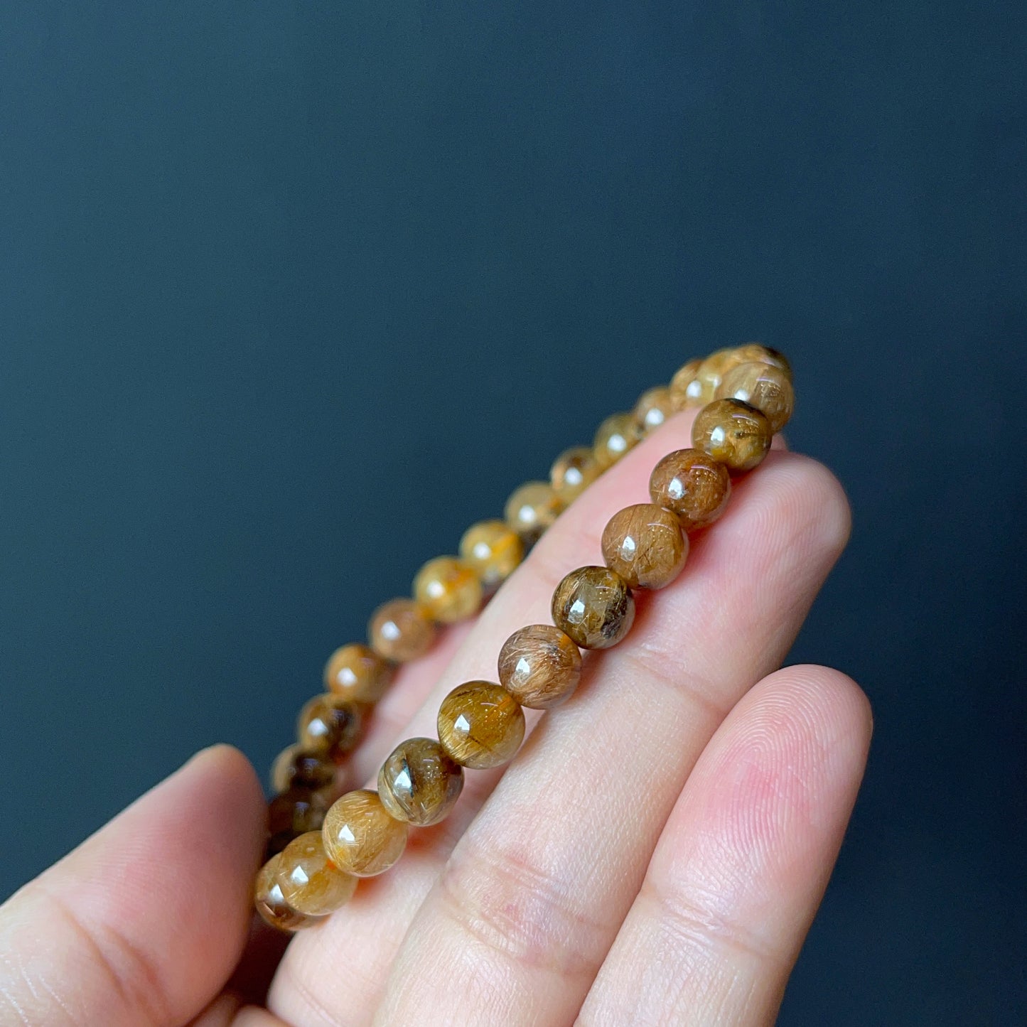 Natural Brown Golden Rutilated Quartz Bracelet Size 7 mm