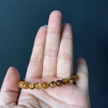 Natural Brown Golden Rutilated Quartz Bracelet Size 7 mm