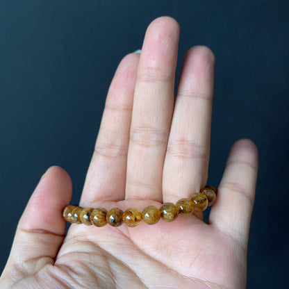 Natural Brown Golden Rutilated Quartz Bracelet Size 7 mm