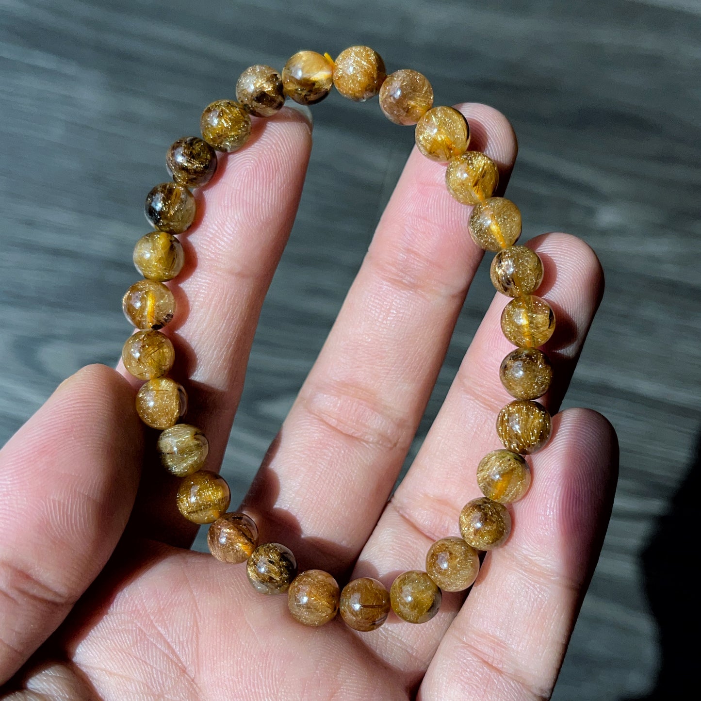 Natural Brown Golden Rutilated Quartz Bracelet Size 7 mm
