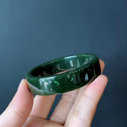 Natural Nephrite Jade Bangle Square Style Size 52 mm