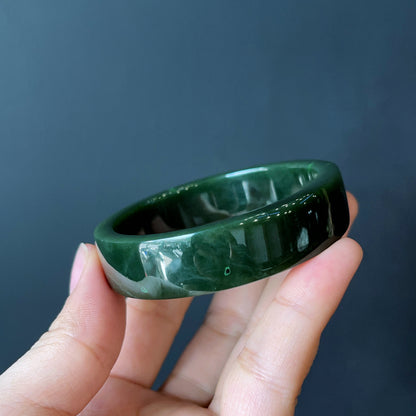 Natural Nephrite Jade Bangle Square Style Size 52 mm